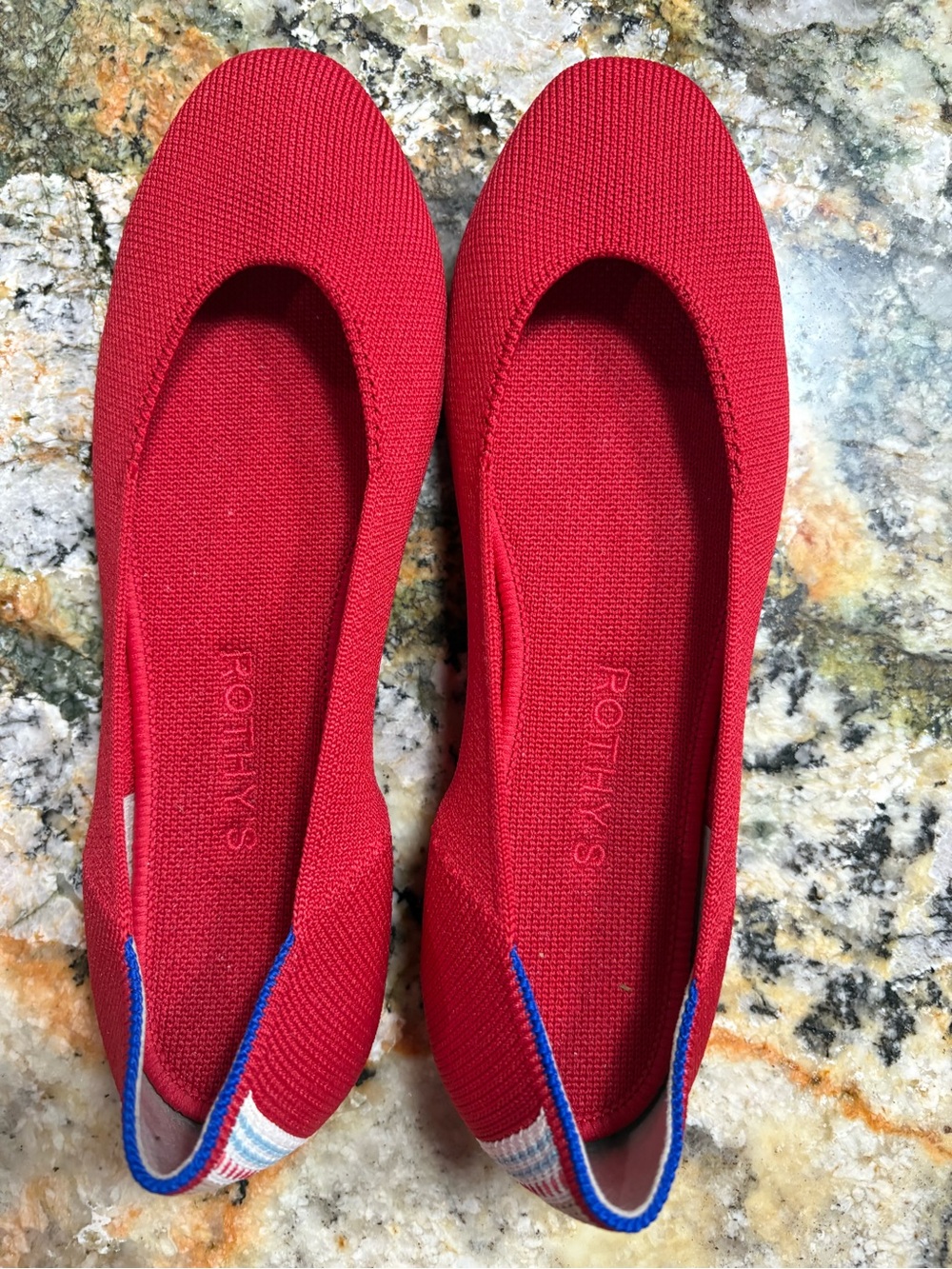 Rothy's Red Knit Slip-On Ballet Flats